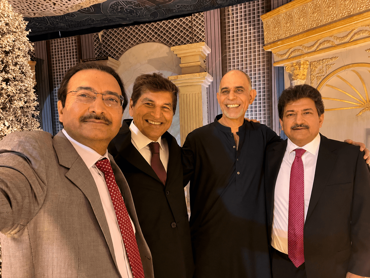 A warm evening with old friends Hamid Mir, Faisal Mir and Shahid Anwar.