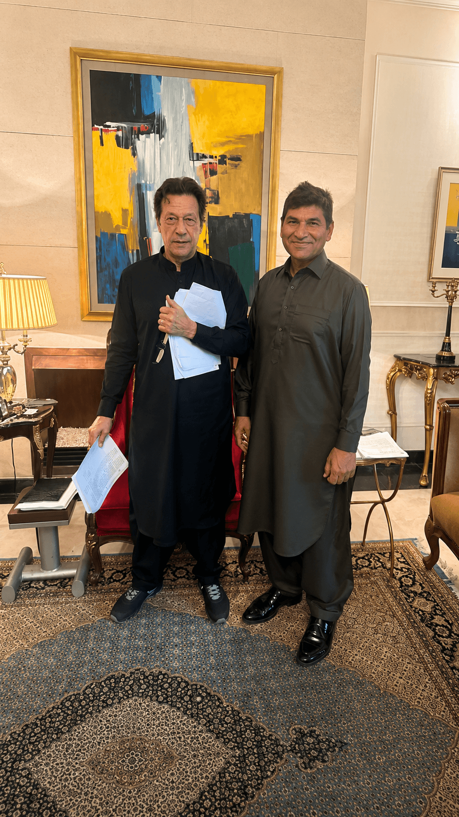 With Imran Khan, Pakistan's World Cup-winning captain and former Prime Minister.