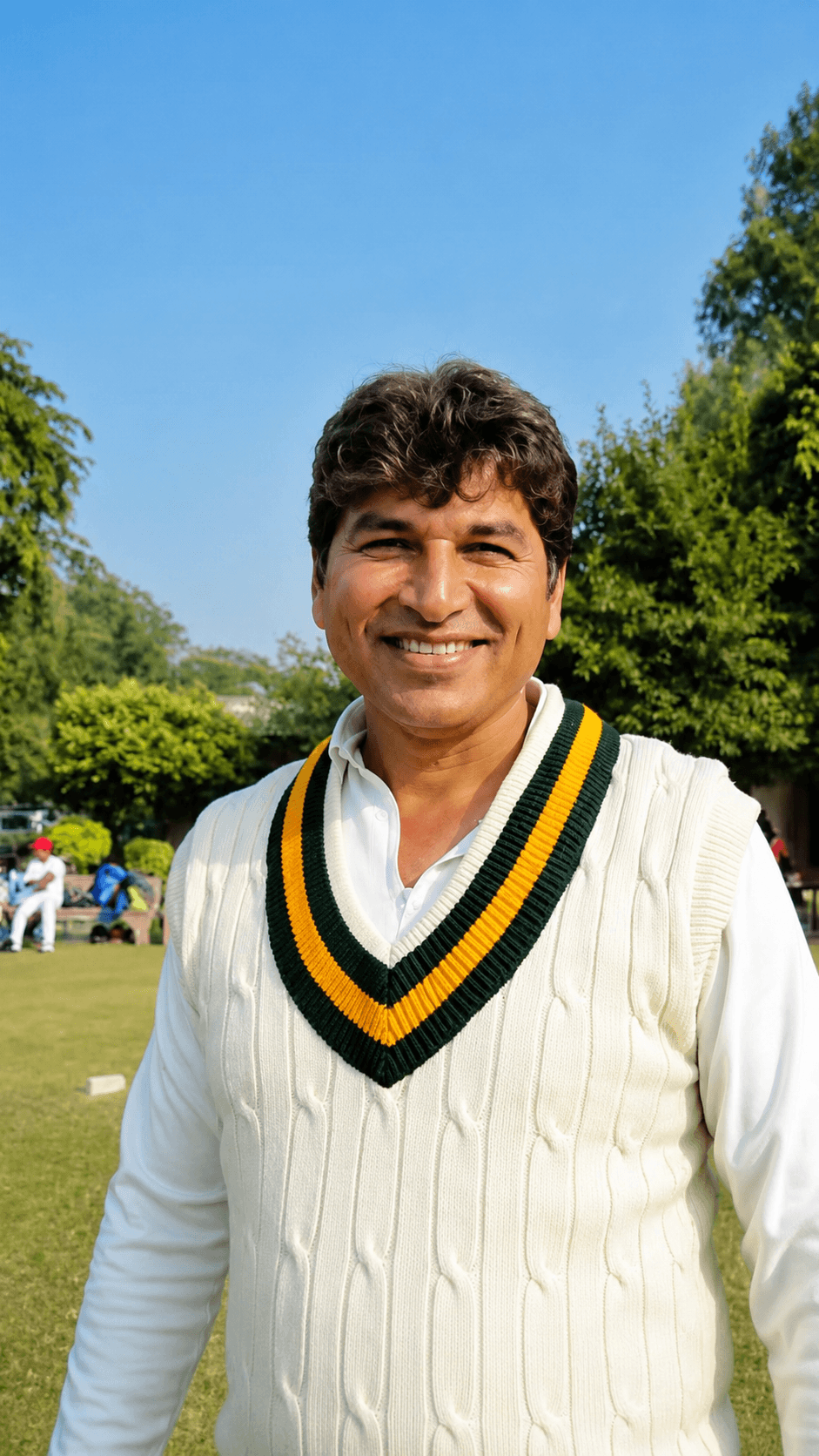 On the cricket field, carrying the same focus and competitive spirit.